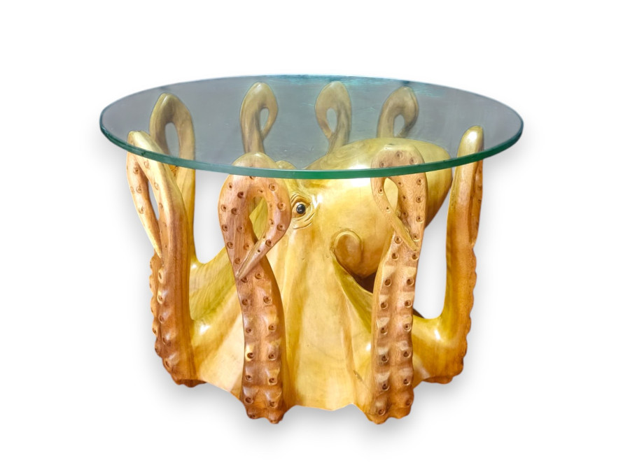 MESA PULPO W/GLASS 50cm altura x70cm diamm