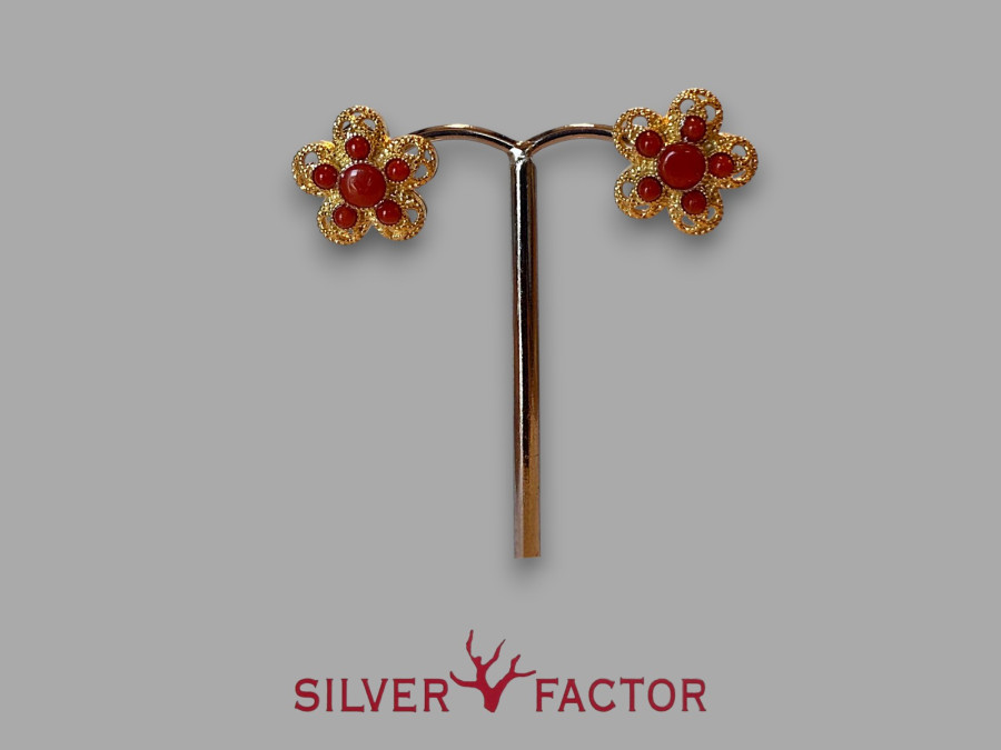 PTES.AG.DORADO FILIGRANA FLOR MEDITERRANEO CABUJONES