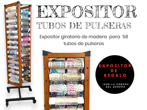 EXPOSITOR MADERA PARA TUBOS GIRATORIO 58TUBOS 190X33cm